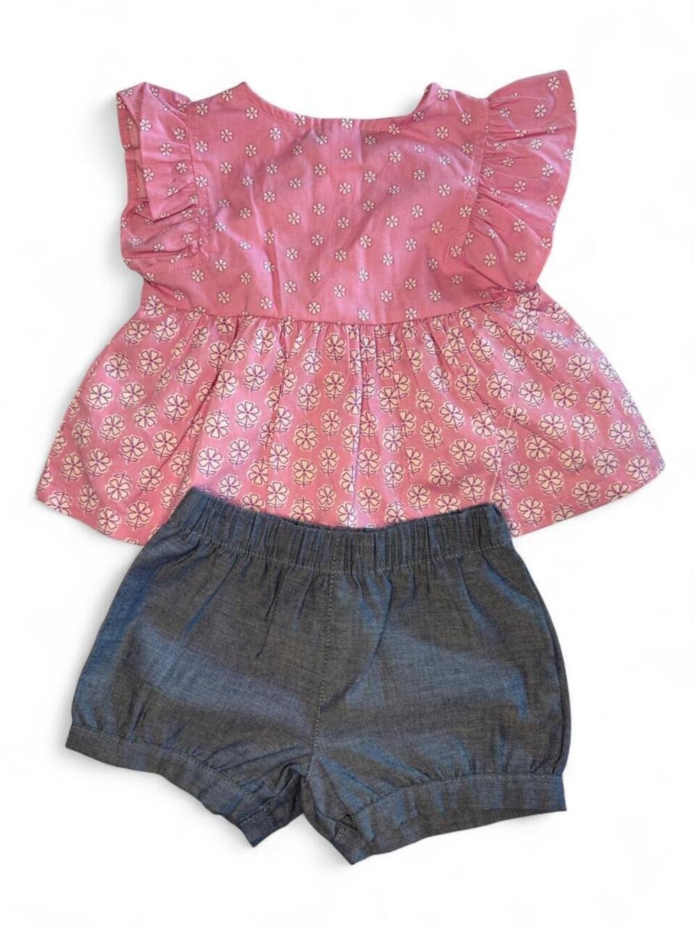 6 Month Outfit Carters Shorts and Pink Top
